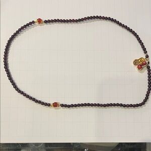 Elegant Garnet Beaded Necklace with Gold Accents